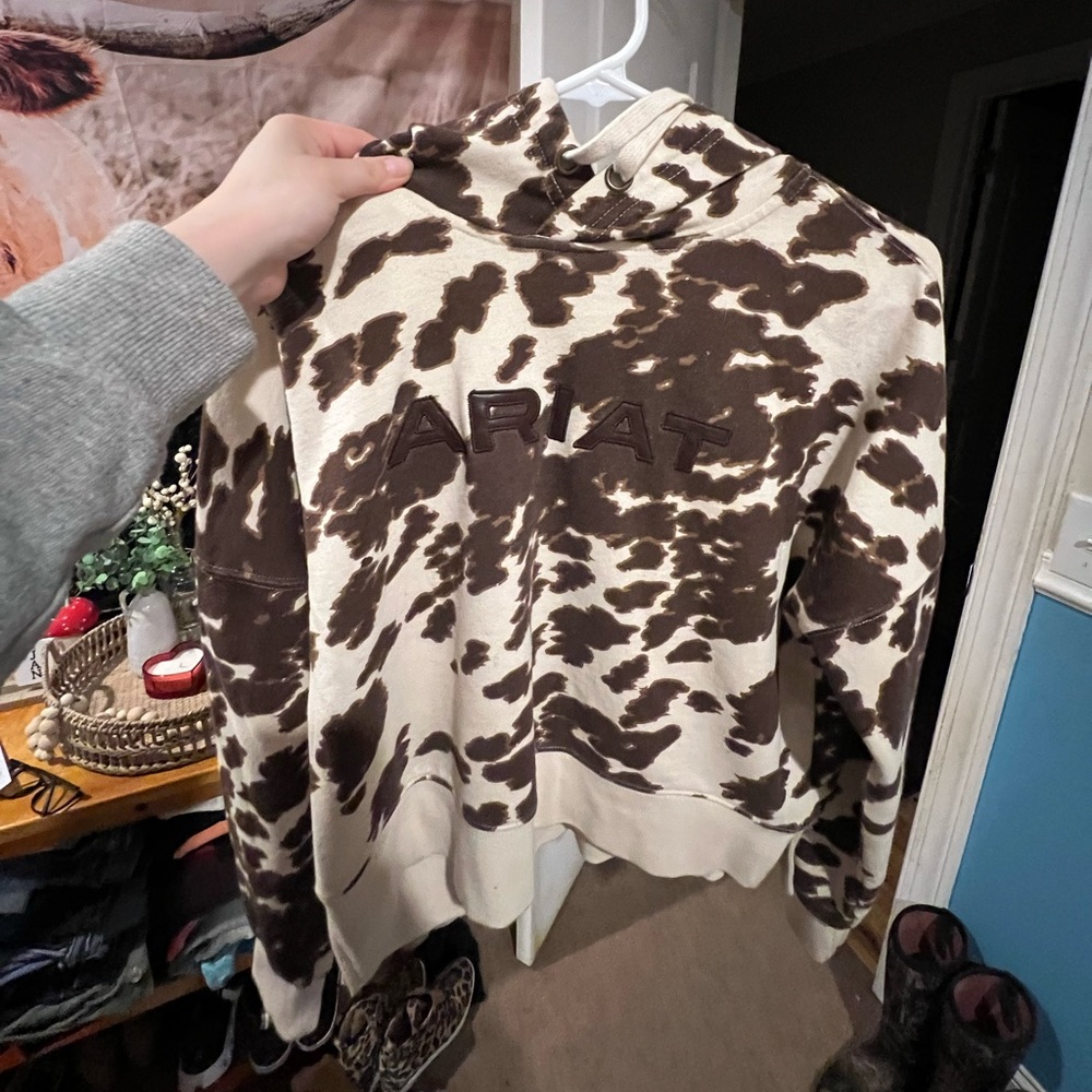 Ariat cow print hoodie